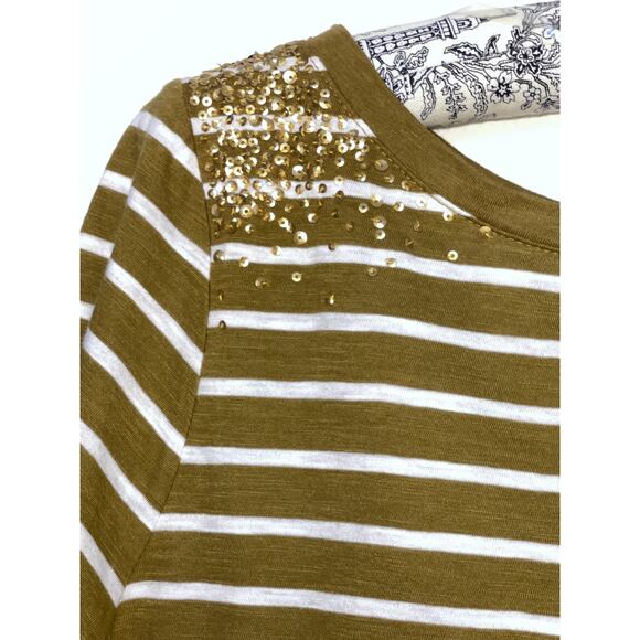 Merona‎ NWT Striped Top w/ Sequin Shoulders - Size M - Picture 2 of 9